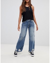Free People Ripper Wide Leg Destroyed Jeans