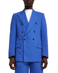 River Island Double Breasted Suit Jacket In Bright Blue At Nordstrom