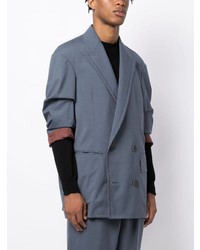 Kolor Gathered Sleeves Double Breasted Blazer
