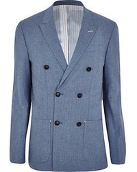 River Island Light Blue Double Breasted Blazer