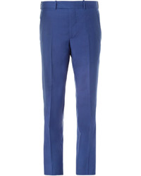 Alexander McQueen Blue Slim Fit Wool And Mohair Blend Suit Trousers