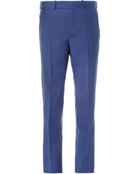 Alexander McQueen Blue Slim Fit Wool And Mohair Blend Suit Trousers