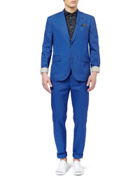 Marc by Marc Jacobs Blue Tapered Cotton Twill Suit Trousers