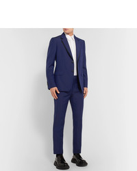 Alexander McQueen Royal Blue Slim Fit Wool And Mohair Blend Suit Trousers