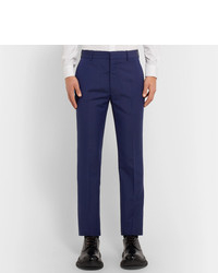 Alexander McQueen Royal Blue Slim Fit Wool And Mohair Blend Suit Trousers