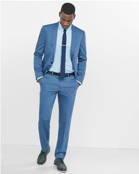 Express Skinny Innovator Cotton Sateen Blue Suit Pant