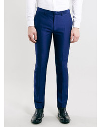 Topman Cobalt Textured Skinny Fit Tux Dress Pants