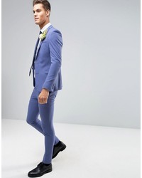Asos Wedding Super Skinny Suit Pants In Deep Blue