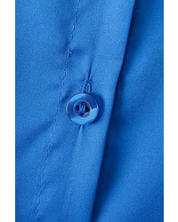Romwe Asymmetric Long Blue Shirt