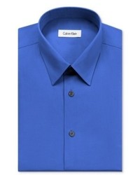 Calvin Klein Dress Shirt Cobalt Blue Solid Long Sleeve Shirt