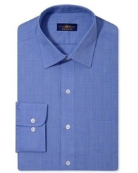 Club Room Dress Shirt Classic Blue Glenplaid Long Sleeved Shirt