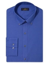 Club Room Dress Shirt Cobalt Blue Check Long Sleeved Shirt