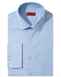 Alfani Dress Shirt Fitted Stretch Blue Jay Solid With French Cuff