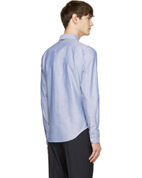 Moncler Gamme Bleu Blue Oxford Logo Patch Shirt