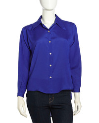 Naven Long Sleeve Contrast Button Blouse Electric Blue