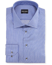 Giorgio Armani Micro Grid Woven Dress Shirt High Blue