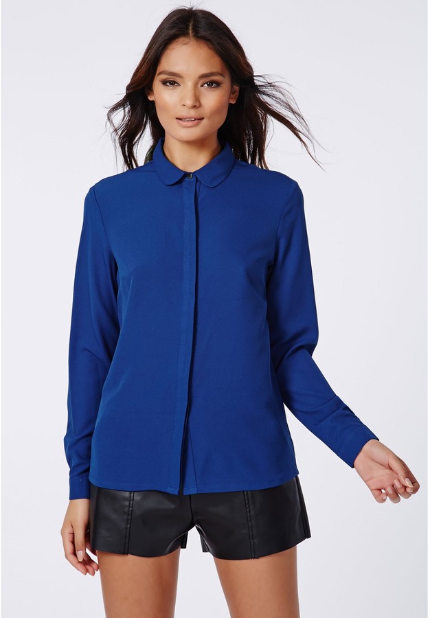 Missguided Janella Crepe Blouse Cobalt Blue, $40