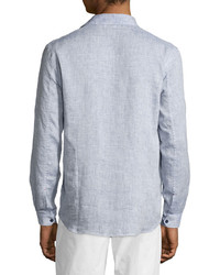 Orlebar Brown Morton Classic Long Sleeve Linen Shirt Navy