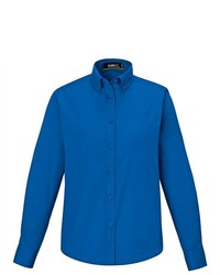 North End Core 365 Operate Blue Long Sleeve Twill Button Down Shirt Blouse