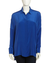 Paper Denim & Cloth Oversized Silk Blouse Mazarine Blue