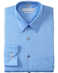Geoffrey Beene Regular Fit Sateen Solid Dress Shirt Blue 17 Neck 34 35 Sleeve