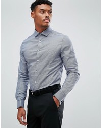 ASOS DESIGN Smart Stretch Slim Puppy Tooth Check Shirt With Cutaway Collar And Double Cuffs