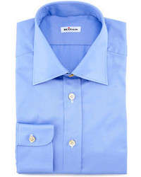 Kiton Solid Basic Dress Shirt Blue