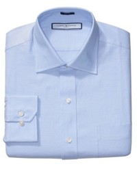Tommy Hilfiger Big And Tall Dress Shirt Solid Blue Oxford Long Sleeve Shirt