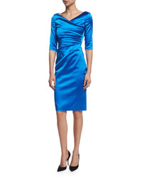 Talbot Runhof Colly Half Sleeve Cocktail Dress Imperial Blue
