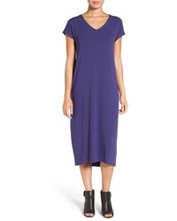 Eileen Fisher Jersey V Neck Calf Length Dress