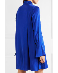 Lanvin Pleated Charmeuse Dress Bright Blue