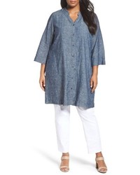 Eileen Fisher Plus Size Hemp Organic Cotton Chambray Tunic Dress