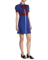 Gucci Sylvie Web Bow Detail Zip Front Jersey Dress