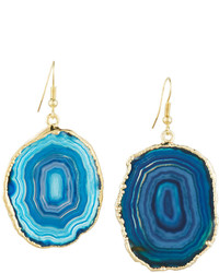 Nakamol 14k Gold Plated Organic Agate Drop Earrings Blue