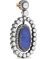 Amrapali 18 Karat Gold Silver Opal And Diamond Earrings Blue