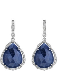 Penny Preville 18k Pear Cut Sapphire Diamond Drop Earrings