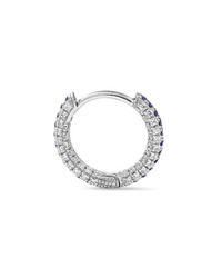 Maria Tash 8mm 18 Karat White Gold Diamond And Sapphire Hoop Earring