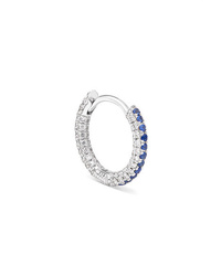 Maria Tash 8mm 18 Karat White Gold Diamond And Sapphire Hoop Earring