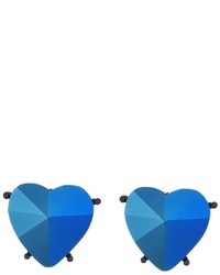 Betsey Johnson Blue Heart Clip Earrings Earring