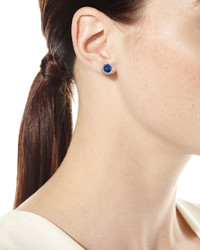 FANTASIA By Deserio Blue White Cz Round Halo Stud Earrings