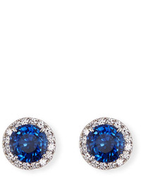 FANTASIA By Deserio Blue White Cz Round Halo Stud Earrings