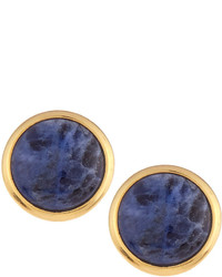 Nakamol Golden Round Agate Stud Earrings Blue
