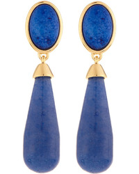 Nakamol Long Golden Double Drop Agate Earrings Blue
