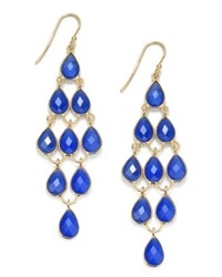 Macy's 14k Gold Over Sterling Silver Earrings Blue Chalcedony Chandelier Earrings