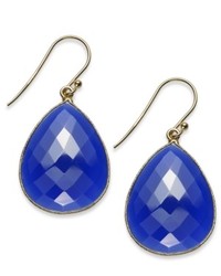 Macy's 14k Gold Over Sterling Silver Earrings Pear Cut Blue Chalcedony Earrings