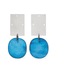 Annie Costello Brown Overt Silver And Oxidized Earrings