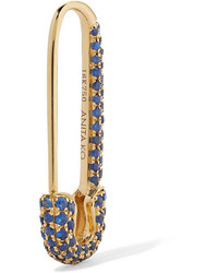 Anita Ko Safety Pin 18 Karat Gold Sapphire Earring