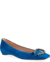 Blue Embellished Ballerina Shoes