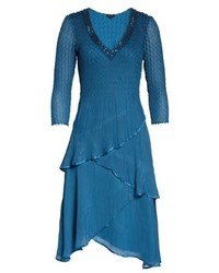 Komarov Embellished Tiered Chiffon Dress