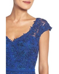 La Femme Embellished Lace Chiffon Gown